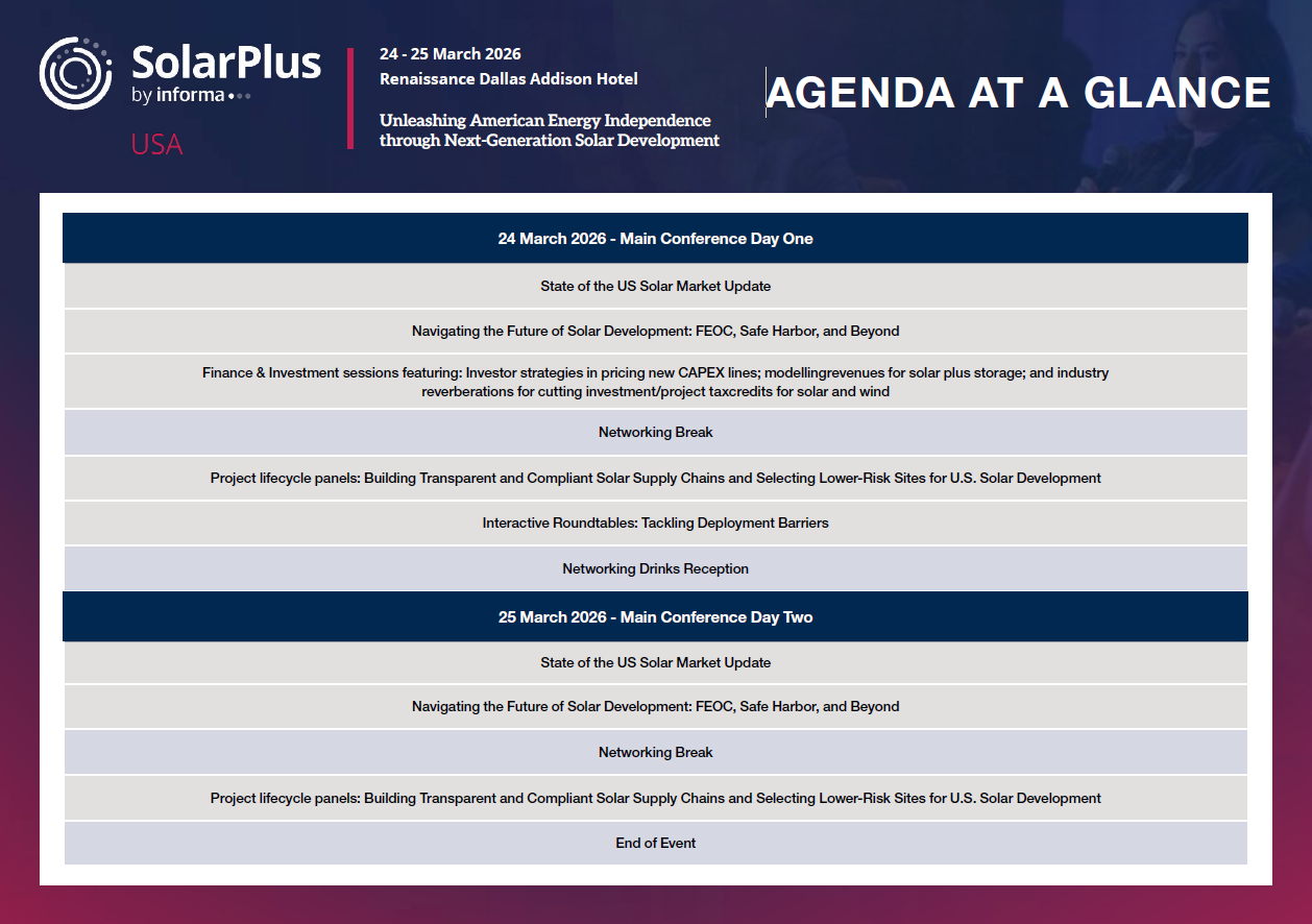 SolarPLUS USA Agenda at a Glance